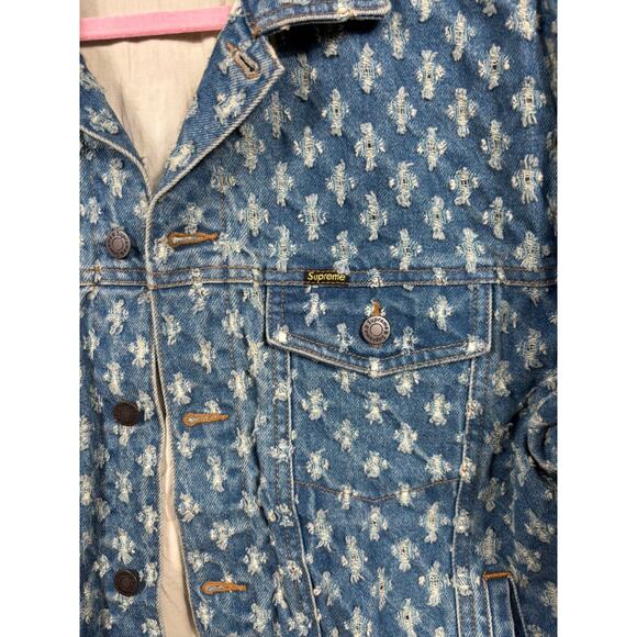 Supreme Hole Punch Denim Trucker Jacket Mens Size L - Picture 6 of 9
